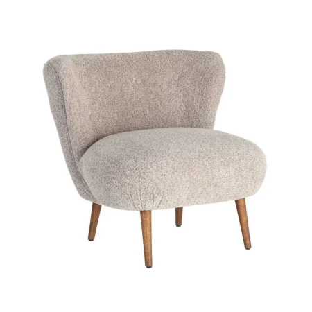 Sillón tapizado beige en tejido 100% poliéster con patas de madera 78x77x72cm - Ixia - 616936IX - foto-blanco