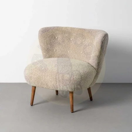 Sillón tapizado beige en tejido 100% poliéster con patas de madera 78x77x72cm - Ixia - 616936IX - foto-secundaria-11