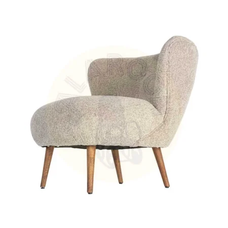 Sillón tapizado beige en tejido 100% poliéster con patas de madera 78x77x72cm - Ixia - 616936IX - foto-secundaria-5