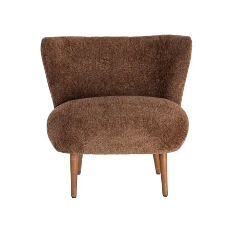 Sillón tapizado marrón en tejido 100% poliéster patas de madera 78x77x72cm - Ixia - 616937IX - foto-blanco