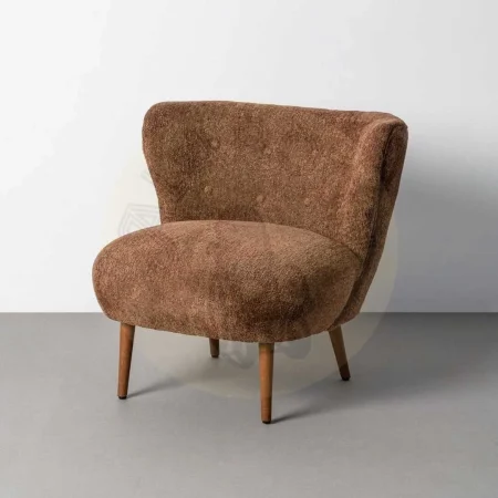 Sillón tapizado marrón en tejido 100% poliéster patas de madera 78x77x72cm - Ixia - 616937IX - foto-secundaria-10