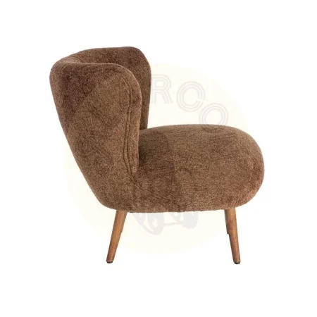 Sillón tapizado marrón en tejido 100% poliéster patas de madera 78x77x72cm - Ixia - 616937IX - foto-secundaria-2