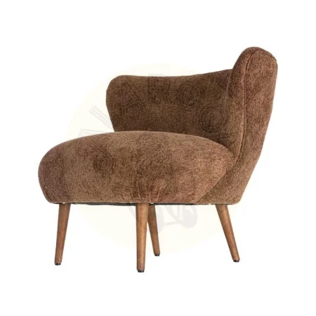 Sillón tapizado marrón en tejido 100% poliéster patas de madera 78x77x72cm - Ixia - 616937IX - foto-secundaria-4