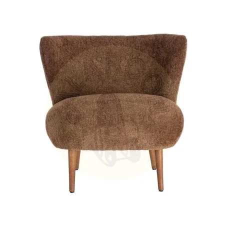 Sillón tapizado marrón en tejido 100% poliéster patas de madera 78x77x72cm - Ixia - 616937IX - foto-secundaria-5