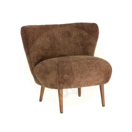 Sillón tapizado marrón en tejido 100% poliéster patas de madera 78x77x72cm - Ixia - 616937IX - foto-secundaria-9
