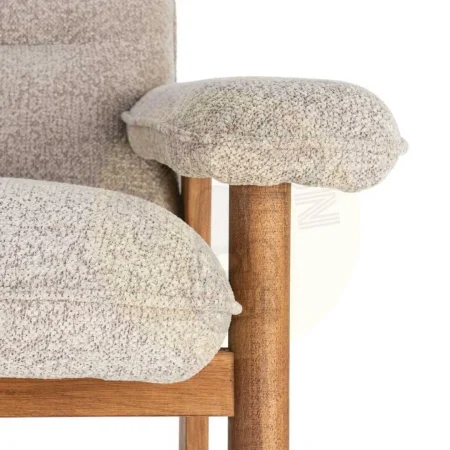 Sillón tapizado beige en tejido 100% poliéster patas de madera de caucho 97x86x80cm - Ixia - 616938IX - foto-secundaria-1