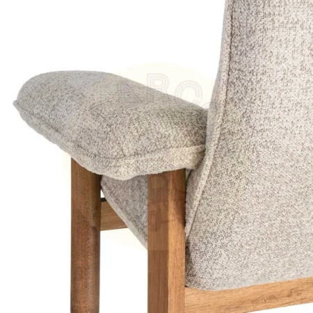 Sillón tapizado beige en tejido 100% poliéster patas de madera de caucho 97x86x80cm - Ixia - 616938IX - foto-secundaria-2