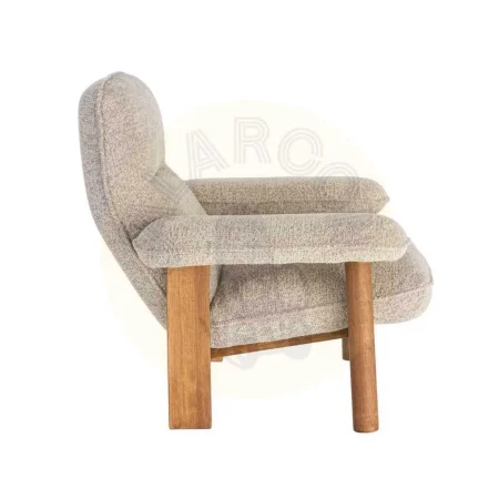Sillón tapizado beige en tejido 100% poliéster patas de madera de caucho 97x86x80cm - Ixia - 616938IX - foto-secundaria-3