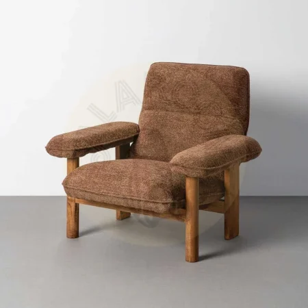Sillón tapizado marrón con patas de madera y asiento de foam 96x86.50x82.50cm - Ixia - 616939IX - foto-secundaria-10