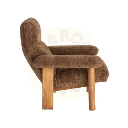 Sillón tapizado marrón con patas de madera y asiento de foam 96x86.50x82.50cm - Ixia - 616939IX - foto-secundaria-3