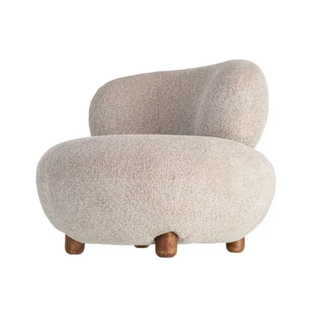 Sillón tapizado beige en tejido 100% poliéster con estructura de metal y madera contrachapada relleno de espuma 93x93x79cm - Ixia - 616940IX - foto-blanco