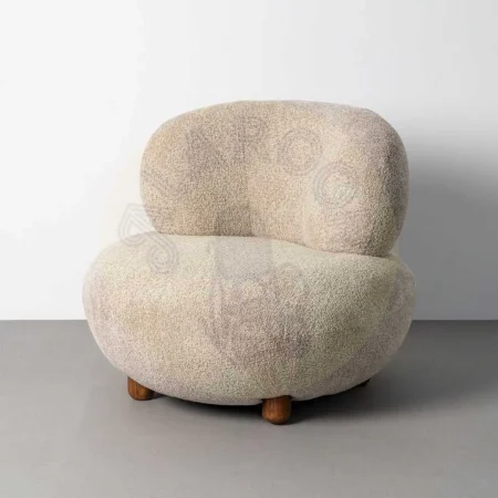 Sillón tapizado beige en tejido 100% poliéster con estructura de metal y madera contrachapada relleno de espuma 93x93x79cm - Ixia - 616940IX - foto-secundaria-10