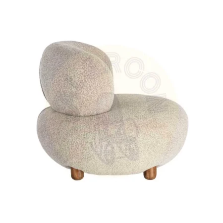 Sillón tapizado beige en tejido 100% poliéster con estructura de metal y madera contrachapada relleno de espuma 93x93x79cm - Ixia - 616940IX - foto-secundaria-3