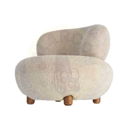 Sillón tapizado beige en tejido 100% poliéster con estructura de metal y madera contrachapada relleno de espuma 93x93x79cm - Ixia - 616940IX - foto-secundaria-5