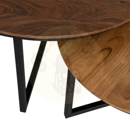 Set de 2 mesas de centro en madera de acacia con patas de hierro 80x80x40cm - Ixia - 616943IX - foto-secundaria-2