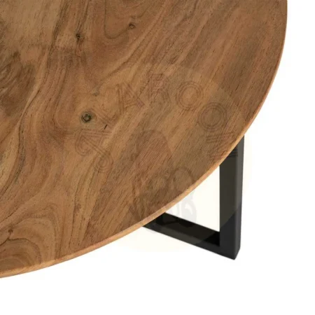 Set de 2 mesas de centro en madera de acacia con patas de hierro 80x80x40cm - Ixia - 616943IX - foto-secundaria-3