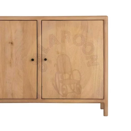 Aparador en madera de mango natural con puertas y patas de 10cm Macarella 110x40x80cm - Ixia - 617016IX - foto-secundaria-6