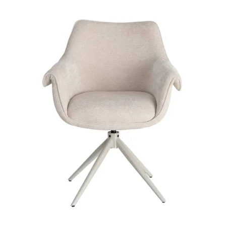 Silla tapizada giratoria 360º con autoretorno tejido 100% poliéster y muelles pocket spring estructura metálica 66x60x86cm - Ixia - 617030IX - foto-blanco