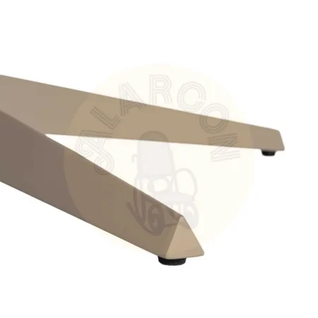 Mesa de comedor con tablero de cerámica imitación travertino beige y pata de metal 120x120x75cm - Ixia - 617032IX - foto-secundaria-5