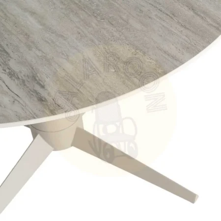 Mesa de comedor con tablero de cerámica imitación travertino gris y pata de metal 120x120x75cm - Ixia - 617033IX - foto-secundaria-2