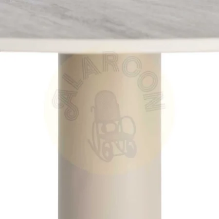 Mesa de comedor con tablero de cerámica imitación travertino gris y pata de metal 120x120x75cm - Ixia - 617033IX - foto-secundaria-3