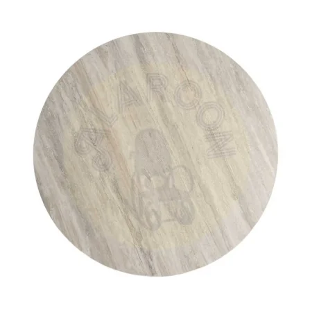 Mesa de comedor con tablero de cerámica imitación travertino gris y pata de metal 120x120x75cm - Ixia - 617033IX - foto-secundaria-7