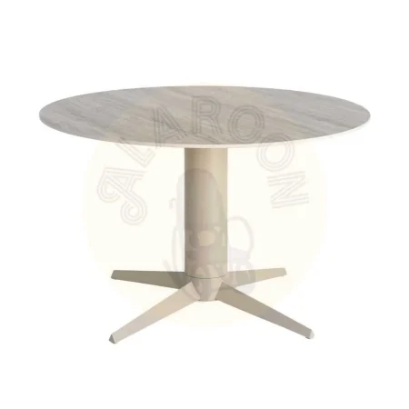 Mesa de comedor con tablero de cerámica imitación travertino gris y pata de metal 120x120x75cm - Ixia - 617033IX - foto-secundaria-8