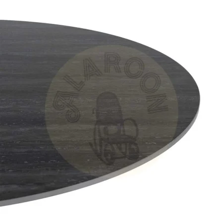 Mesa de comedor con tablero de cerámica imitación travertino negro y pata de metal 120x120x75cm - Ixia - 617034IX - foto-secundaria-1