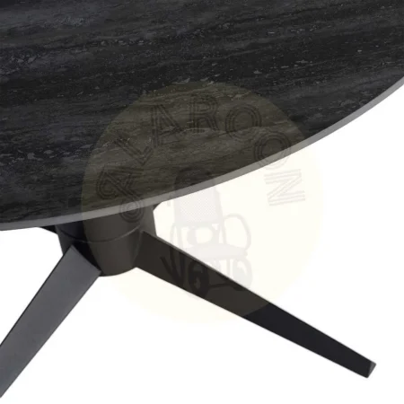 Mesa de comedor con tablero de cerámica imitación travertino negro y pata de metal 120x120x75cm - Ixia - 617034IX - foto-secundaria-2