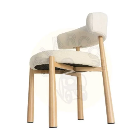Silla blanca tapizada en tejido 100% poliéster con estructura de metal y relleno de foam 56x54x81cm - Ixia - 617052IX - foto-secundaria-5