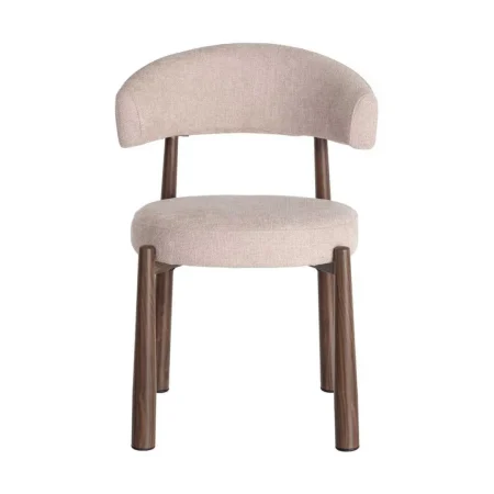 Silla beige tapizada en 100% poliéster con estructura metálica y asiento acolchado 56x54x81cm - Ixia - 617053IX - foto-blanco