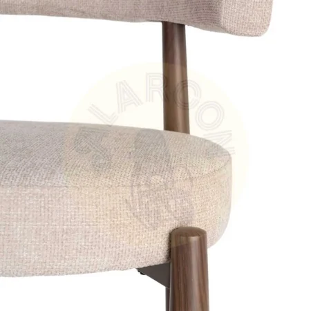Silla beige tapizada en 100% poliéster con estructura metálica y asiento acolchado 56x54x81cm - Ixia - 617053IX - foto-secundaria-1