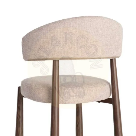 Silla beige tapizada en 100% poliéster con estructura metálica y asiento acolchado 56x54x81cm - Ixia - 617053IX - foto-secundaria-2