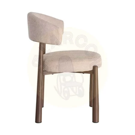 Silla beige tapizada en 100% poliéster con estructura metálica y asiento acolchado 56x54x81cm - Ixia - 617053IX - foto-secundaria-3
