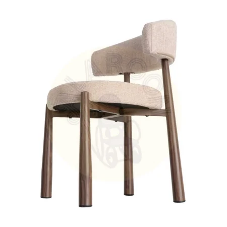 Silla beige tapizada en 100% poliéster con estructura metálica y asiento acolchado 56x54x81cm - Ixia - 617053IX - foto-secundaria-5