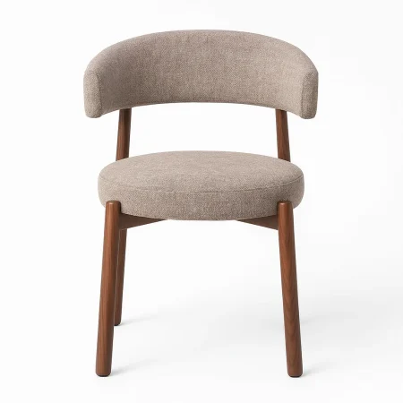 Silla tapizada en tejido 100% poliéster color taupe con estructura metálica y relleno de foam 56x54x81cm - Ixia - 617054IX - foto-blanco