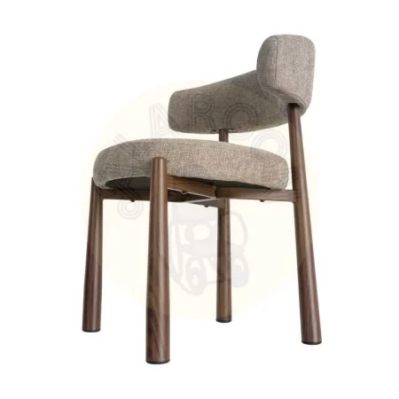 Silla tapizada en tejido 100% poliéster color taupe con estructura metálica y relleno de foam 56x54x81cm - Ixia - 617054IX - foto-secundaria-1
