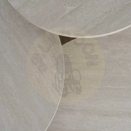 Set de 3 mesas de centro beige en piedra sinterizada efecto travertino 80x80x30cm - Ixia - 617059IX - foto-secundaria-1