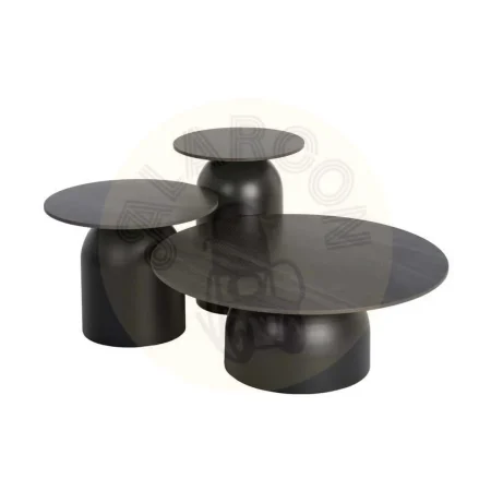 Set de 3 mesas de centro con tablero en piedra sinterizada y base metálica color negro 80x80x30cm - Ixia - 617060IX - foto-secundaria-9