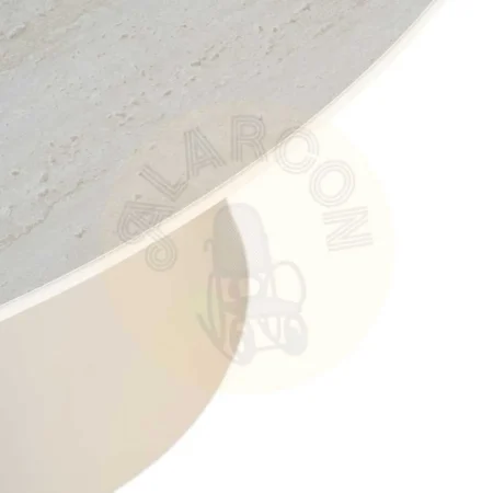 Mesa de comedor beige con tablero de piedra sinterizada efecto travertino y base metálica 120x120x75cm - Ixia - 617061IX - foto-secundaria-1