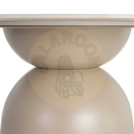 Mesa de comedor beige con tablero de piedra sinterizada efecto travertino y base metálica 120x120x75cm - Ixia - 617061IX - foto-secundaria-2
