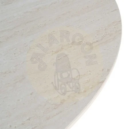 Mesa de comedor beige con tablero de piedra sinterizada efecto travertino y base metálica 120x120x75cm - Ixia - 617061IX - foto-secundaria-3