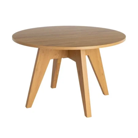 Mesa de comedor redonda en MDF revestido en melamina con efecto madera 120x120x75cm - Ixia - 617063IX - foto-blanco