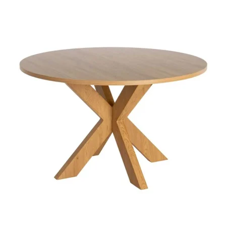 Mesa de comedor redonda en MDF revestida en melamina efecto madera natural 120x120x75cm - Ixia - 617065IX - foto-blanco