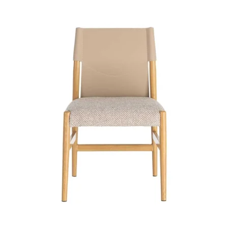 Silla metal con respaldo de símil piel y tapizado en tejido de algodón natural beige 50x50x81.50cm - Ixia - 617076IX - foto-blanco