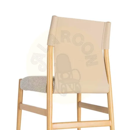 Silla metal con respaldo de símil piel y tapizado en tejido de algodón natural beige 50x50x81.50cm - Ixia - 617076IX - foto-secundaria-2