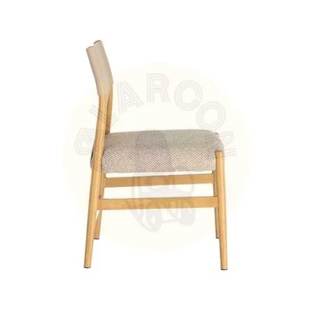Silla metal con respaldo de símil piel y tapizado en tejido de algodón natural beige 50x50x81.50cm - Ixia - 617076IX - foto-secundaria-3