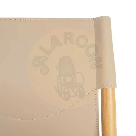Silla metal con respaldo de símil piel y tapizado en tejido de algodón natural beige 50x50x81.50cm - Ixia - 617076IX - foto-secundaria-4