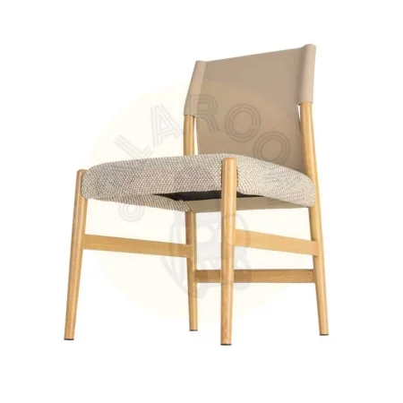 Silla metal con respaldo de símil piel y tapizado en tejido de algodón natural beige 50x50x81.50cm - Ixia - 617076IX - foto-secundaria-5