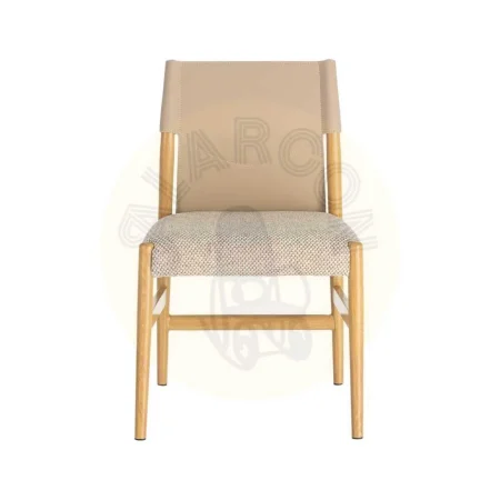 Silla metal con respaldo de símil piel y tapizado en tejido de algodón natural beige 50x50x81.50cm - Ixia - 617076IX - foto-secundaria-6